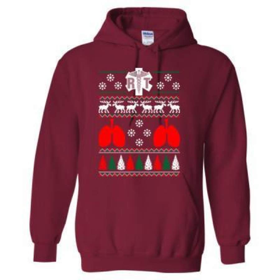 AGR Respiratory Rt Ugly Christmas Sweater Xmas – Heavy Blend™ Hooded Sweatshirt