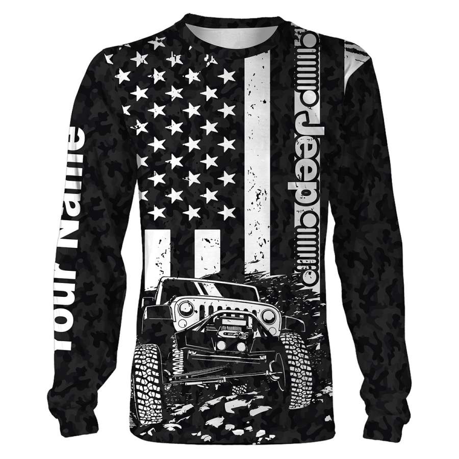 American flag Jeep wrangler shirt 3d black shirts- personalized cool t shirts for men, women, kid – NQS1164