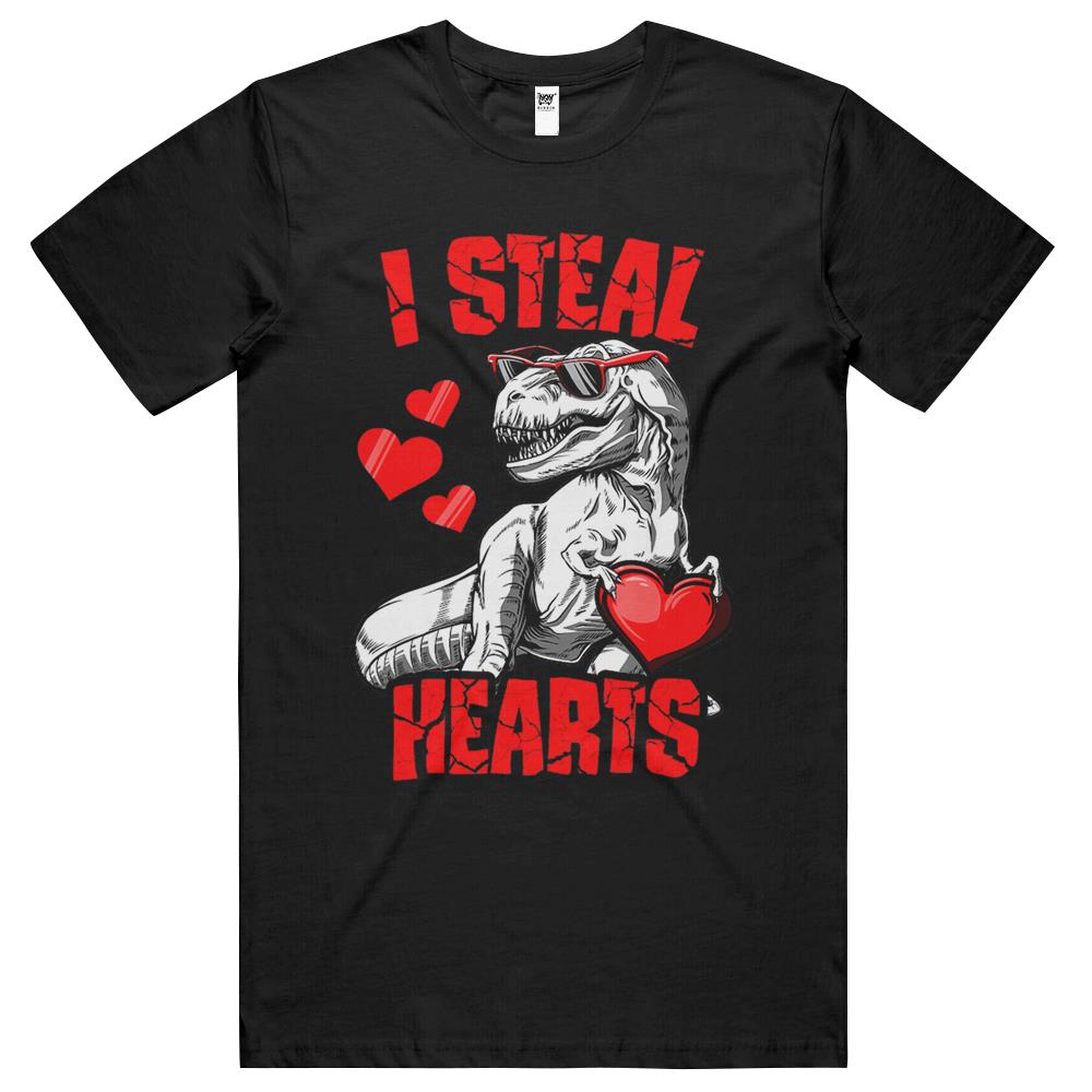 Boys Valentines Day Kids Dinosaur T Rex Lover I Steal Hearts T Shirts