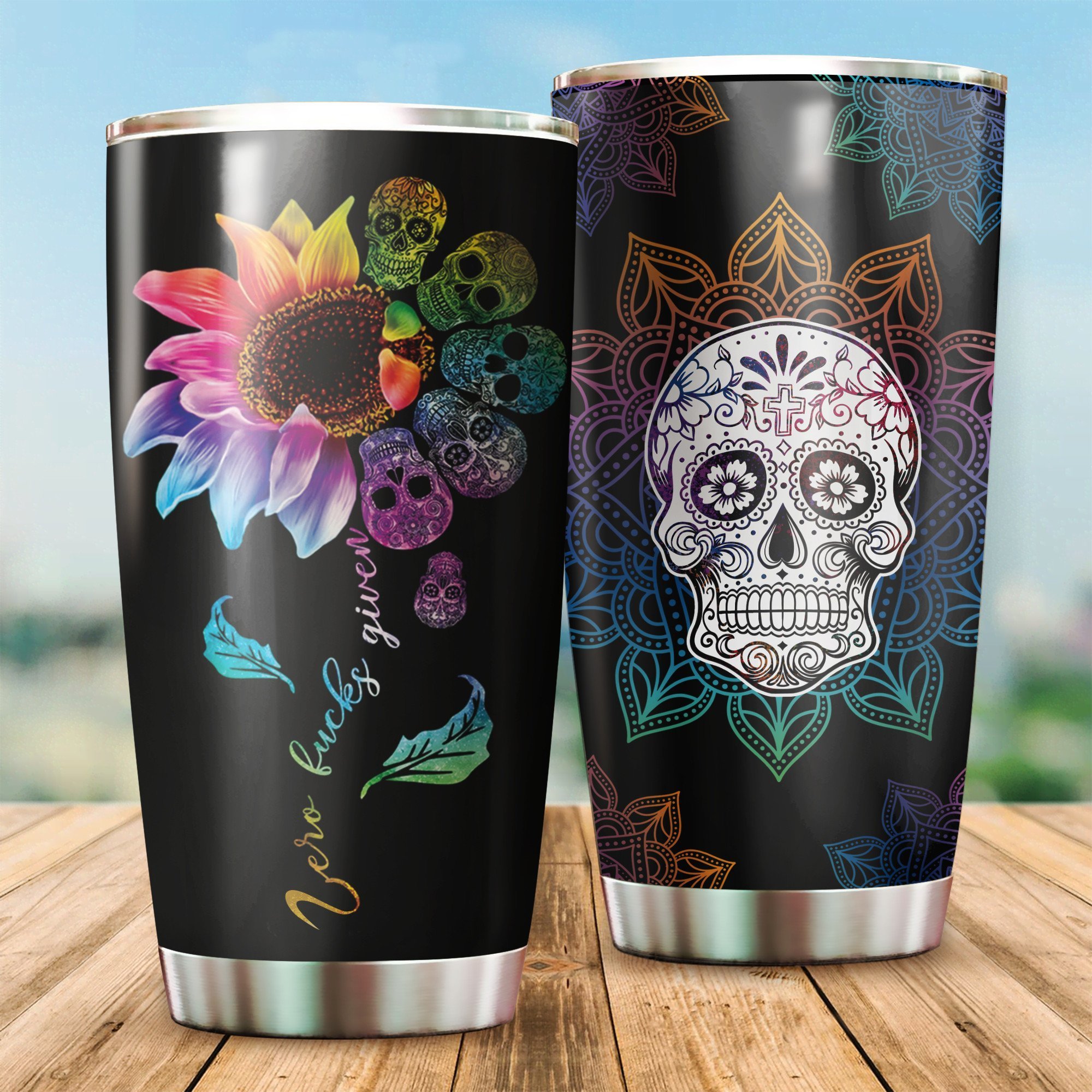 Sugar Skull Mandala Background All Over Print Tumbler