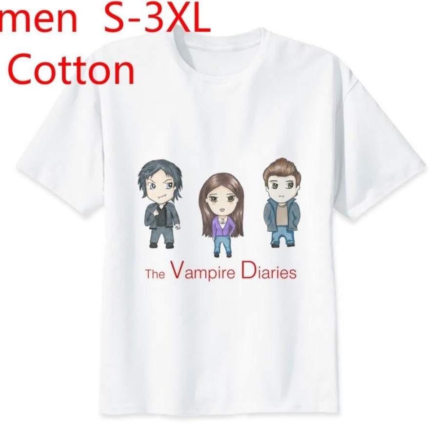 Vampire Diaries T Shirt Men Anime T-Shirt Men Tops Boy Short Sleeve T-shirt Top Tee