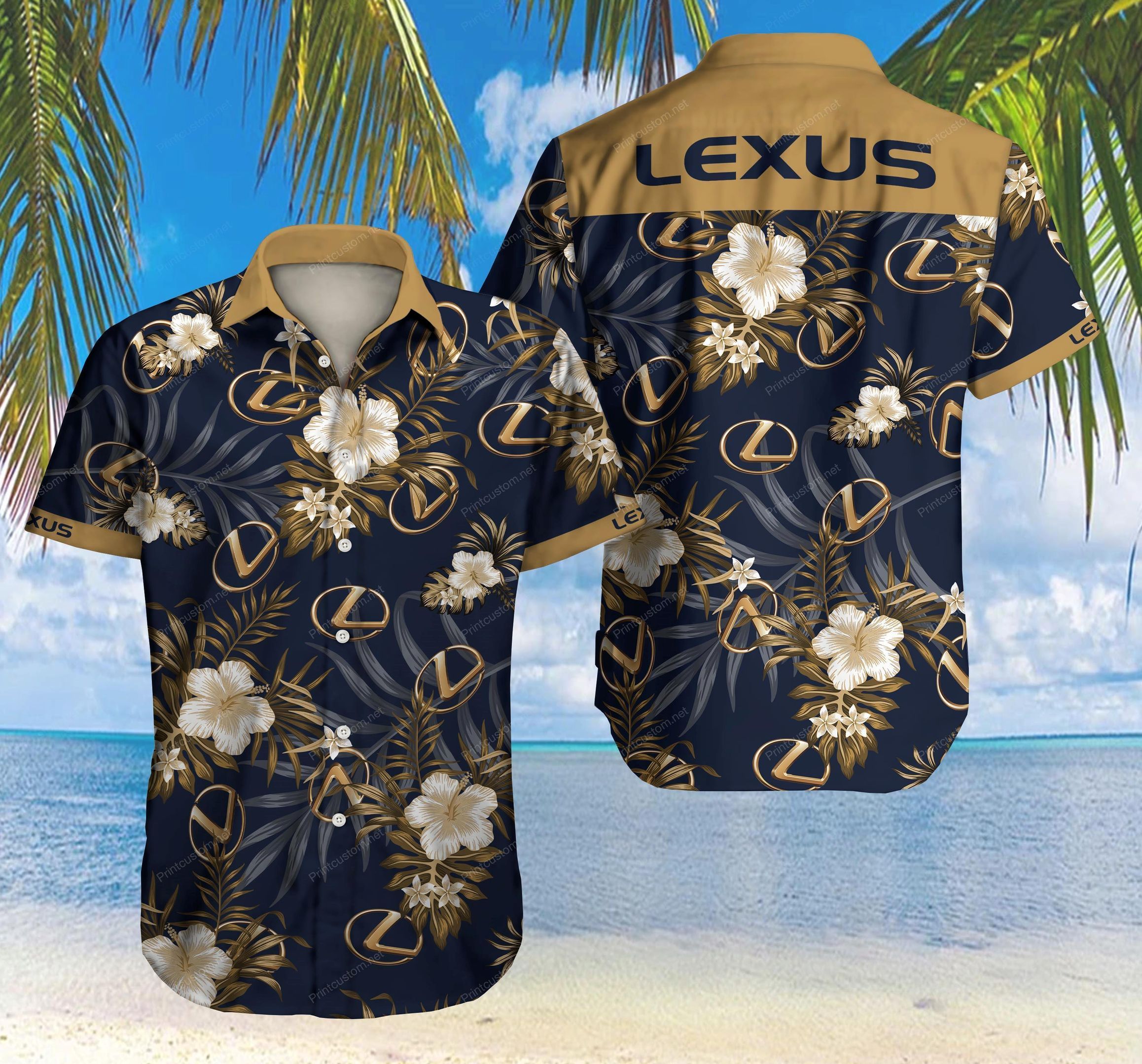 Tlmus Lexus Hawaiian Shirt Summer Button Up For Men Beach Wear Short Sleeve Hawaiian Ha19120