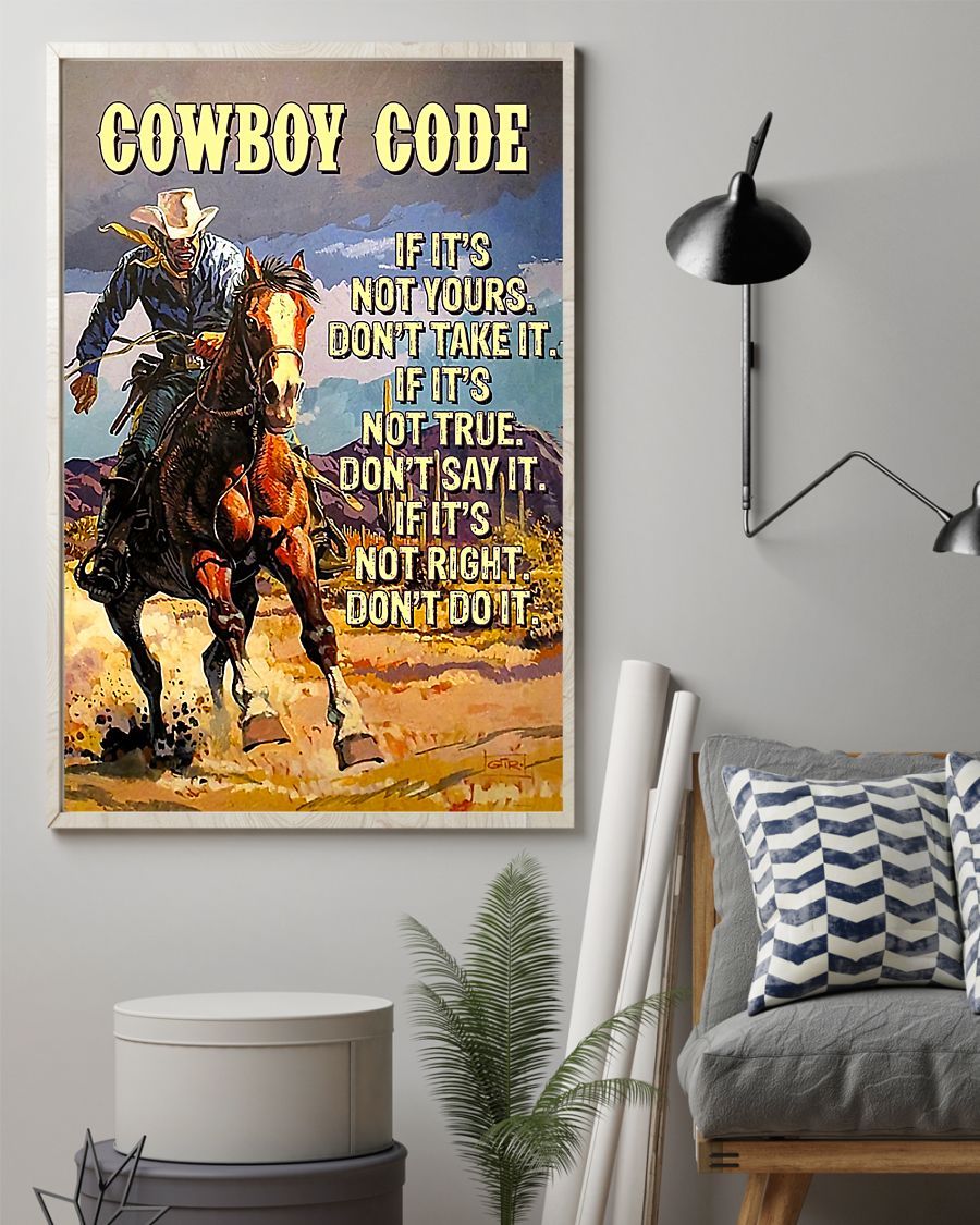 Cowboy Code Vertical Canvas And Poster | Wall Decor Visual Art