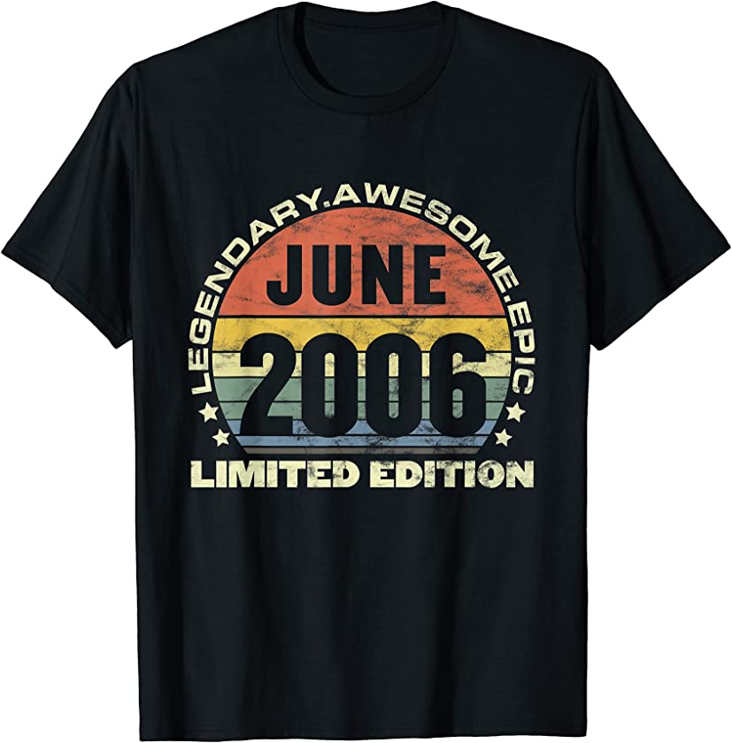 15-Year-Old in 2021 2006 of June Retro for Vintage T-Shirt