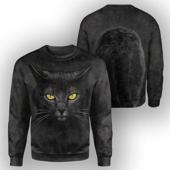 Black Cat All Over Print Unisex Sweatshirt For Cat Lovers