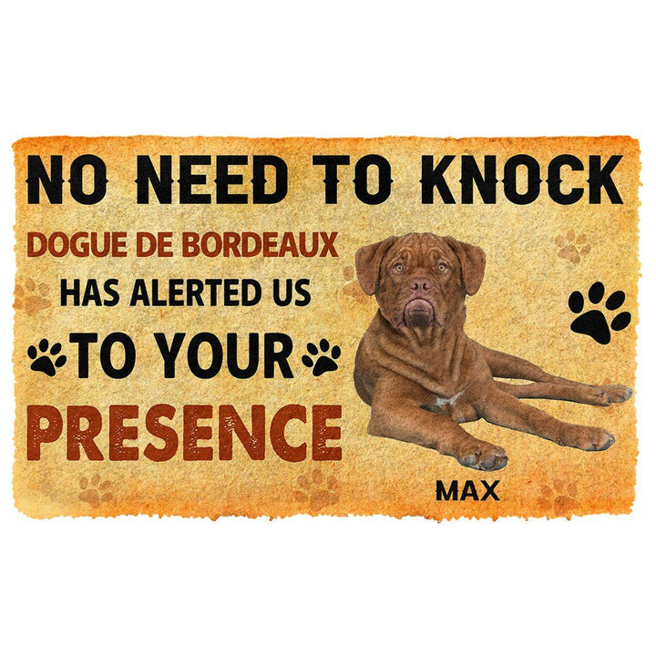 Waybackapparel No Need To Knock Dogue De Bordeaux Dog Custom Name 3D Doormat