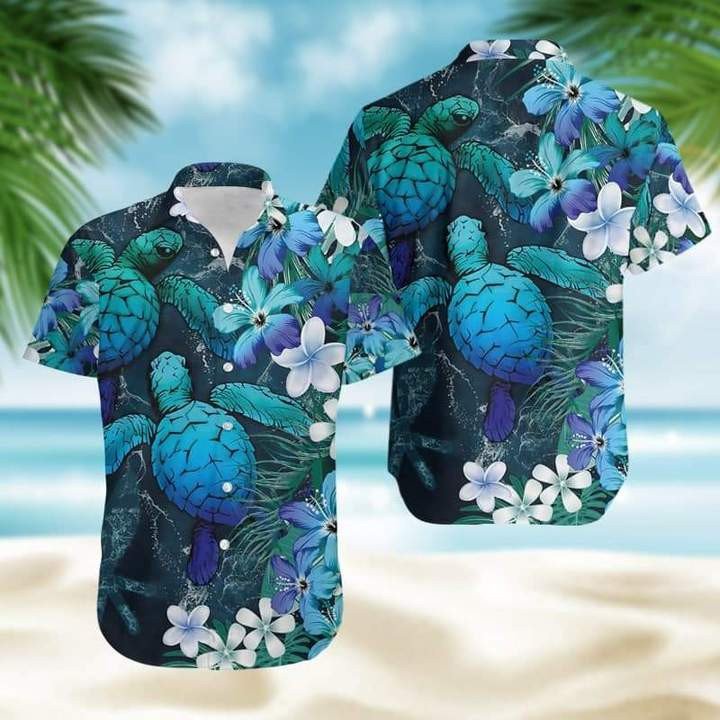 Blue Ocean Turtle Tropical Hawaii Shirt 131 Aloha Shirts Ha53398