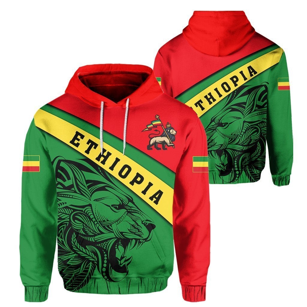 Wonderprint Africa Hoodie – Ethiopia Lion, Flag Color