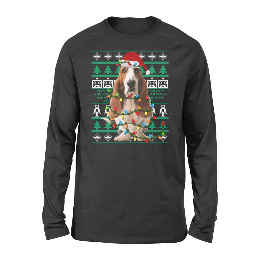 Basset Hound Ugly Christmas  Funny Holiday – Standard Long Sleeve