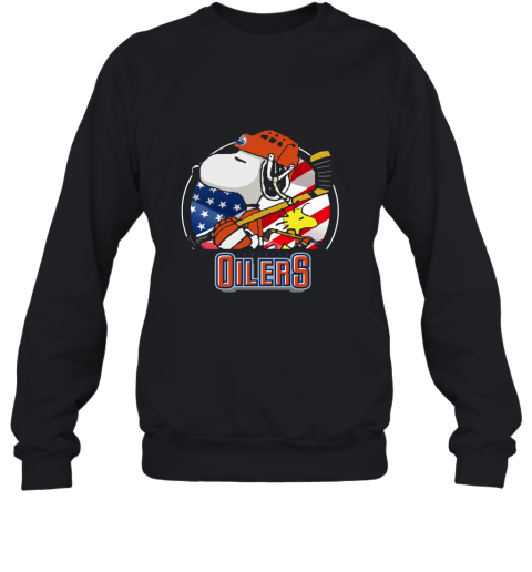 Edmonton Oilers Ice Hockey Snoopy And Woodstock 2D Sweatshirt