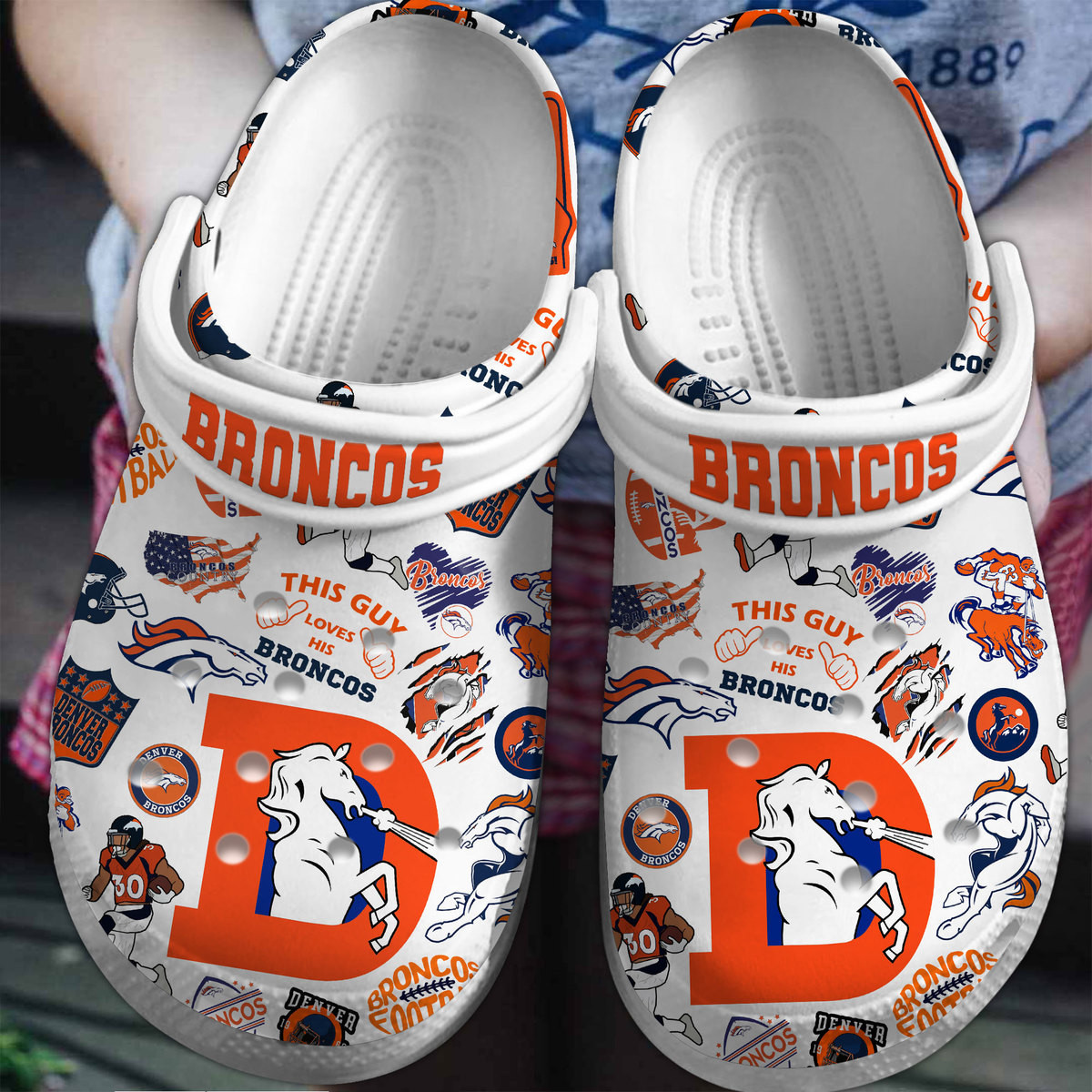 Denver Broncos NFL Sport Crocs Crocband Clogs Shoes Comfortable For Men Women and Kids 3