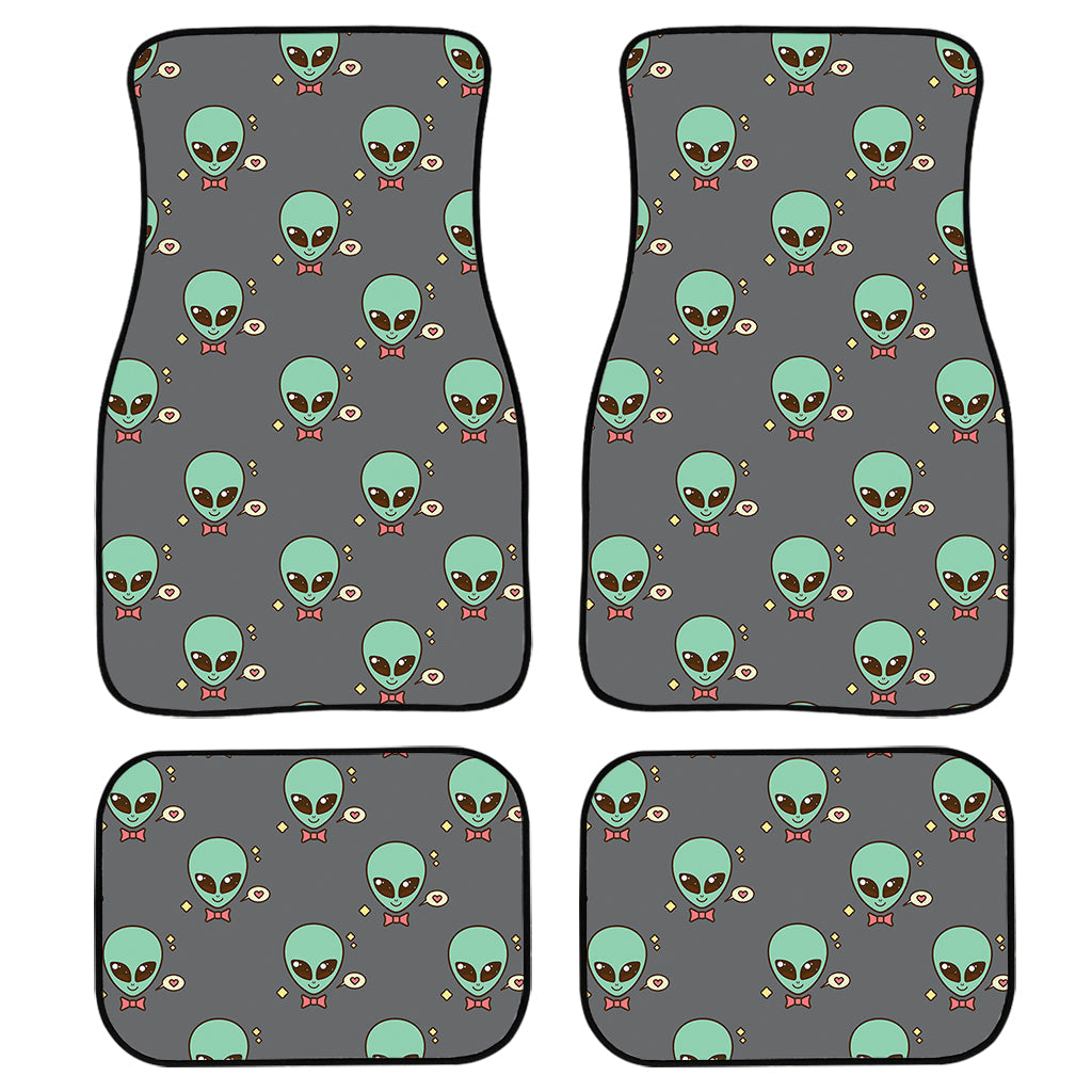 Cute Alien With Bow Tie Print Front And Back Car Floor Mats, Front Car Mat