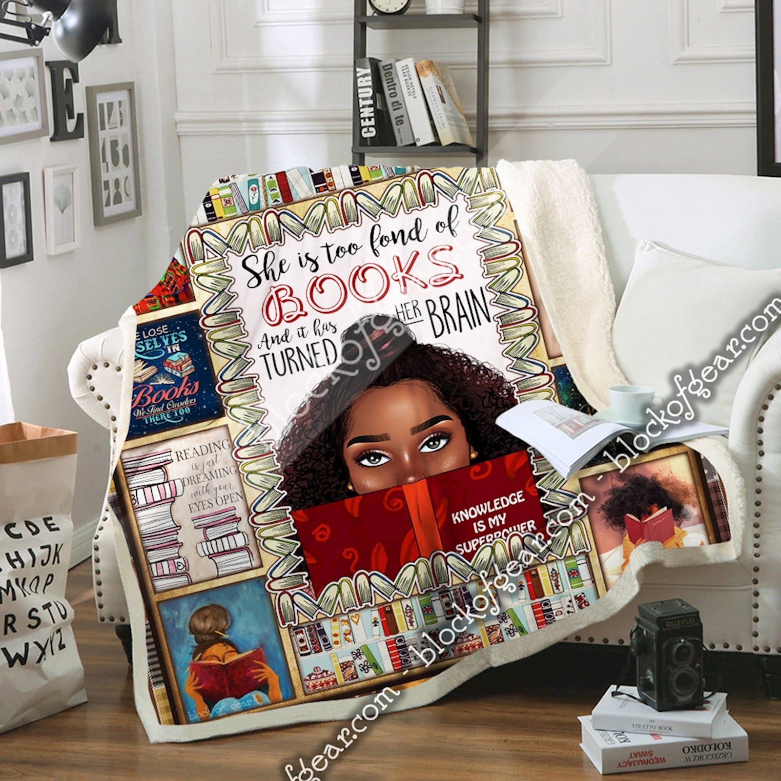 This Black Girl Loves Reading Books Sofa Throw Blanket