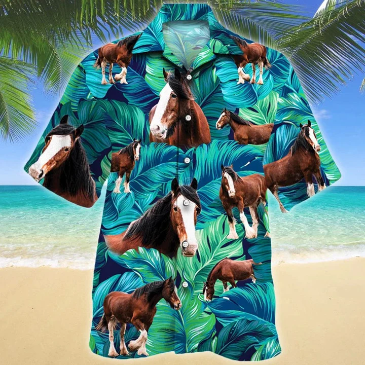 Amazing Gift For Clydesdale Horse Lovers Summer Beach Palm Tree Hawaii Shirt Ha41589