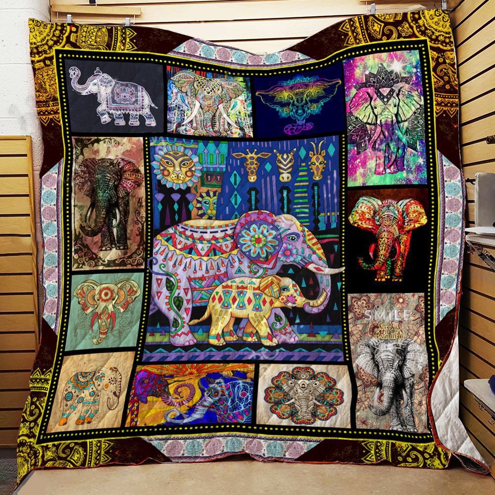 Boho Elephant Love  Mommy And Baby  Quilt Blanket