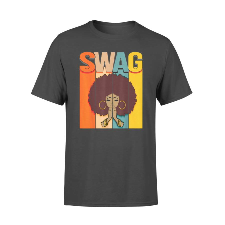 Swag Vintage Retro Melanin Black Afro Woman Queen T-Shirt – Standard T-shirt