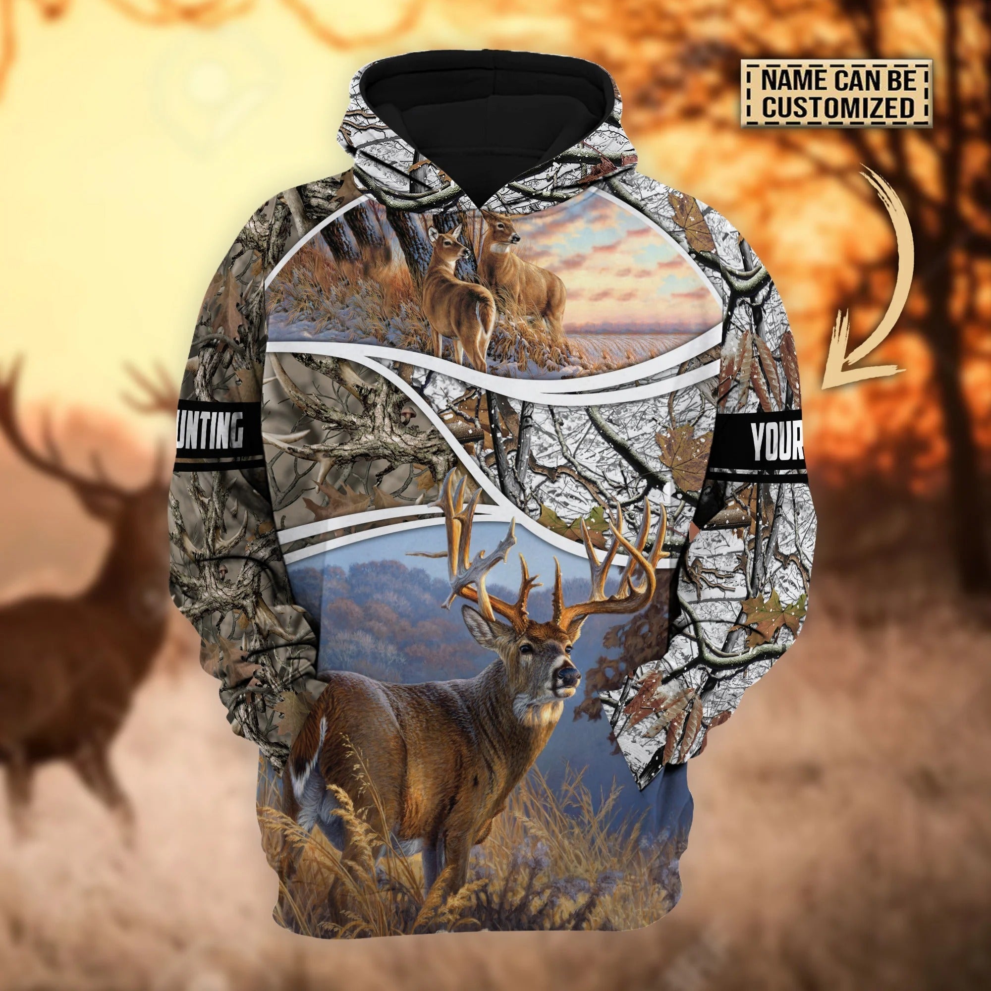 Custom Name Hoodie For Hunting Lover Deer Hunting Hoodie Pullover 3D Print Gift For Hunter Dad