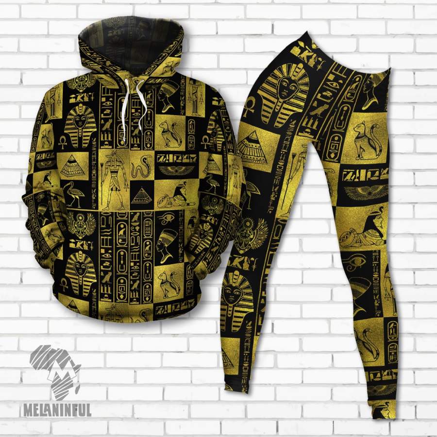 Egyptian Symbols Gold  Fleece All-over Hoodie And Legging Set