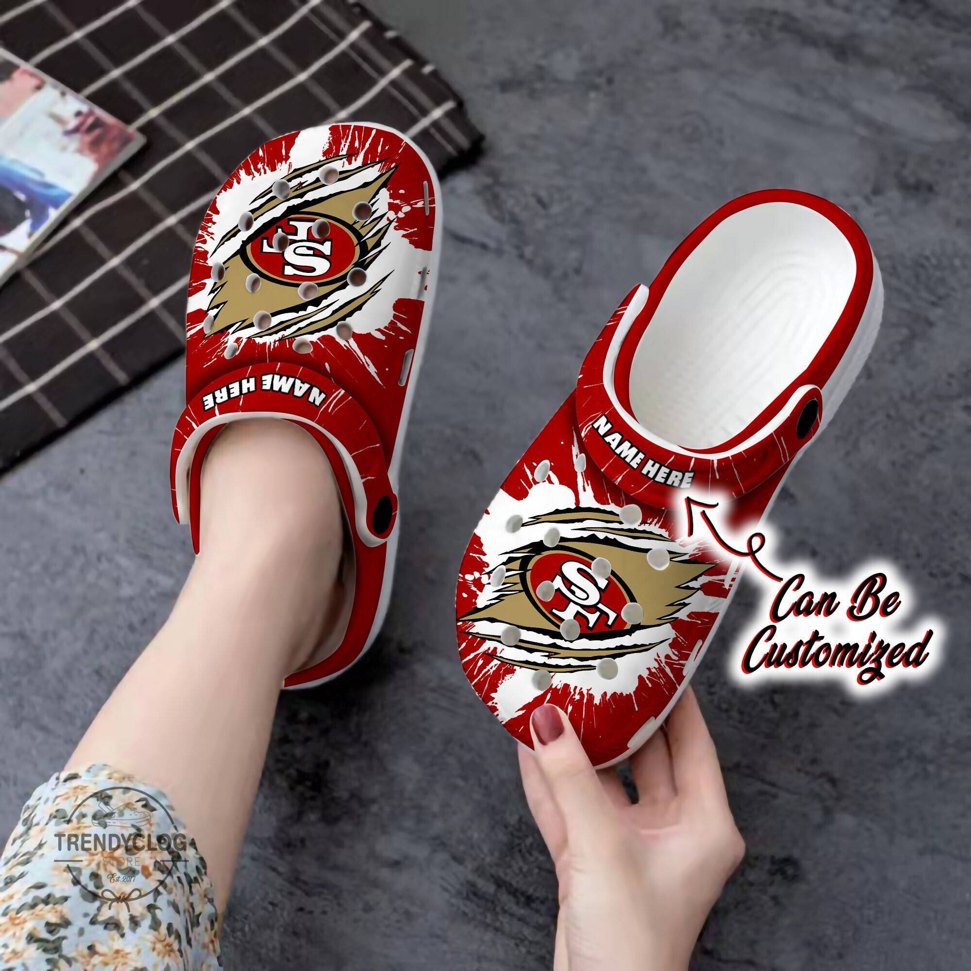 49ers Crocss Personalized SF 49ers Football Ripped Claw Clog Shoes