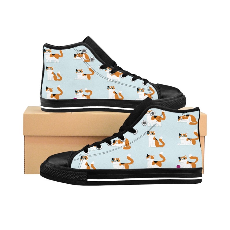 Women’S Cute In Kittens Hitop Sneakers, Cat Shoes, Adorable Kittens, Gift For Cat Lovers High Top Shoes