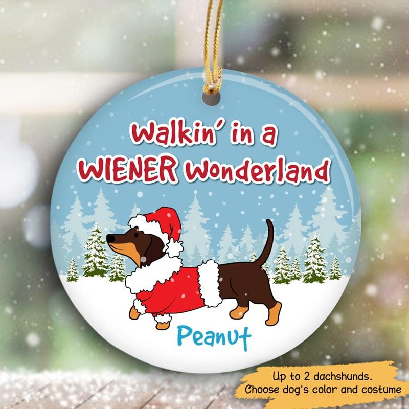 Dog Christmas Dachshund Wiener Wonderland Personalized Dog Decorative Christmas Ornament