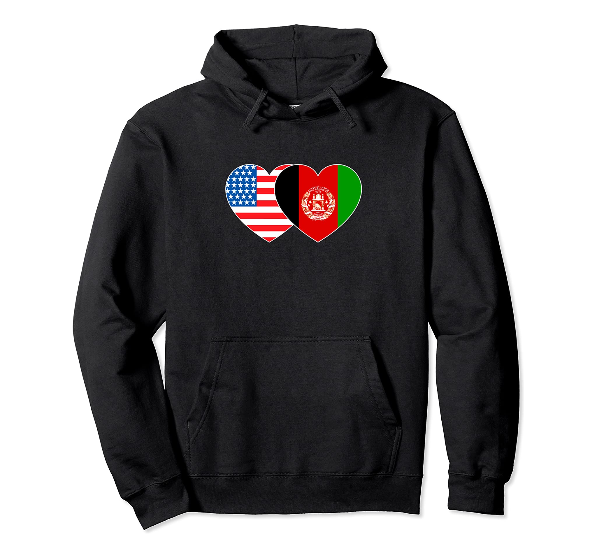 Afghanistan&USA Flag Twin Heart for Afghan Americans Patriot Pullover Hoodie