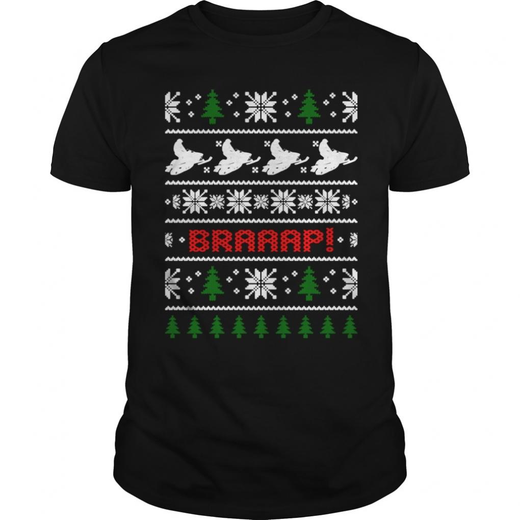 Snowmobile Snowmobiler Ugly Christmas Sweater Xmas T-Shirt Guys Tee 1160346973