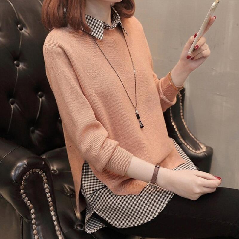 2022 Spring New Sweater Women’s Two-piece Loose Korean Sweater Shirt Suit Jacket Sweater Long Sleeve + Sleeveless Shirt alx