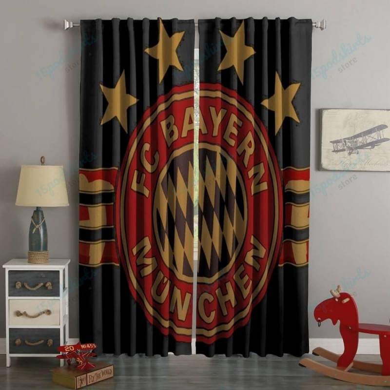 3D Printed Fc Bayern Munchen Style Custom Living Room Curtains