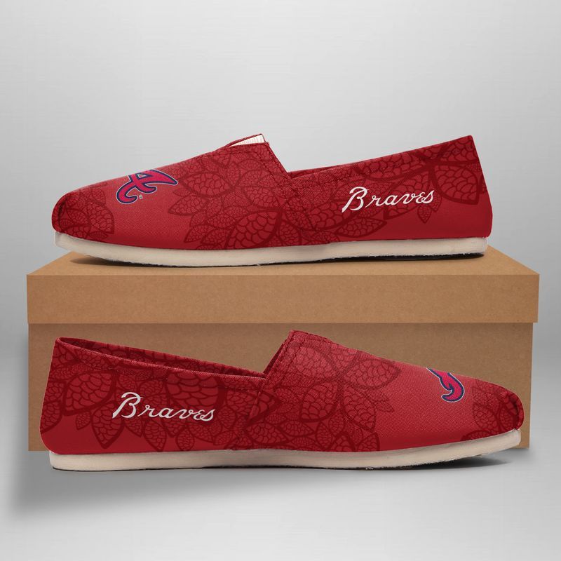 Topsportee Atlanta Braves Flower Lace Pattern Limited Edition Toms Slip On Shoes Nla014534