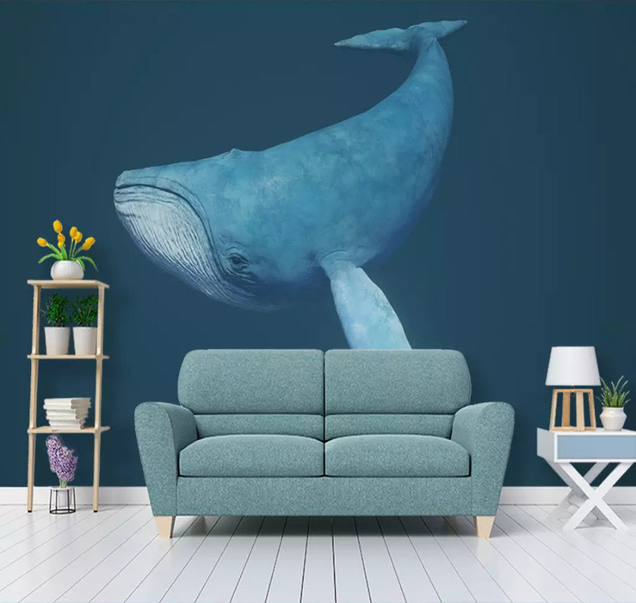 3D Kids, Cartoon, Lonely, Whale Wallpaper-Nursery