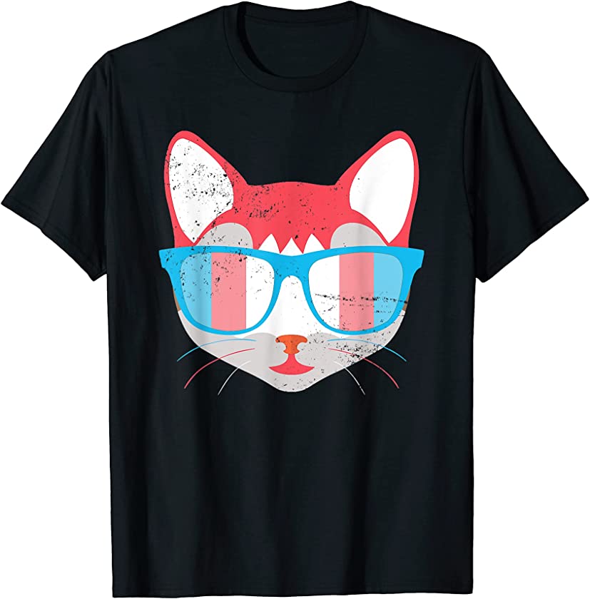 Trans Flag Cat Animal Transgender Pride LGBT Transgender T-Shirt