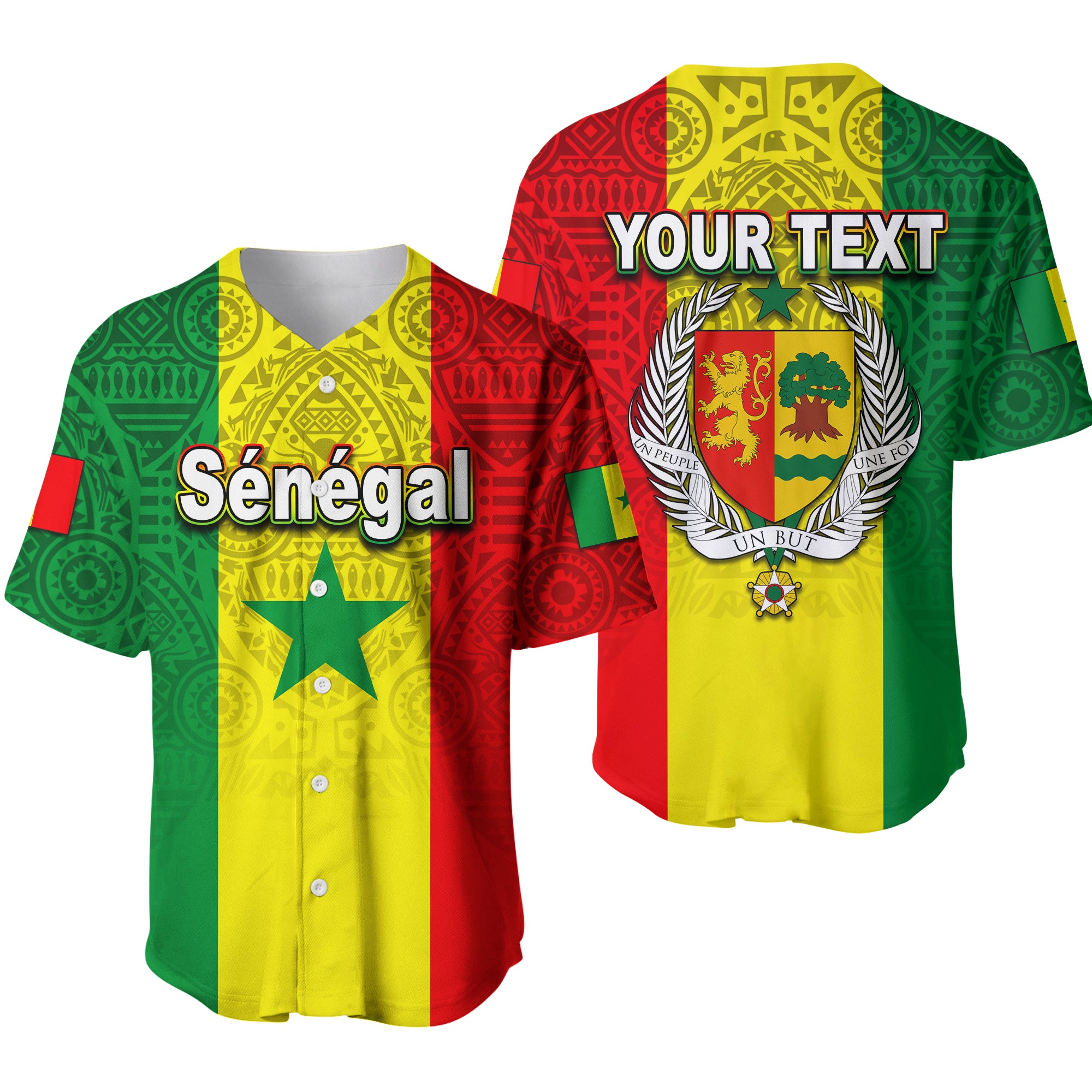 (Custom Personalised)Senegal Baseball Shirt African Pattens Lt6