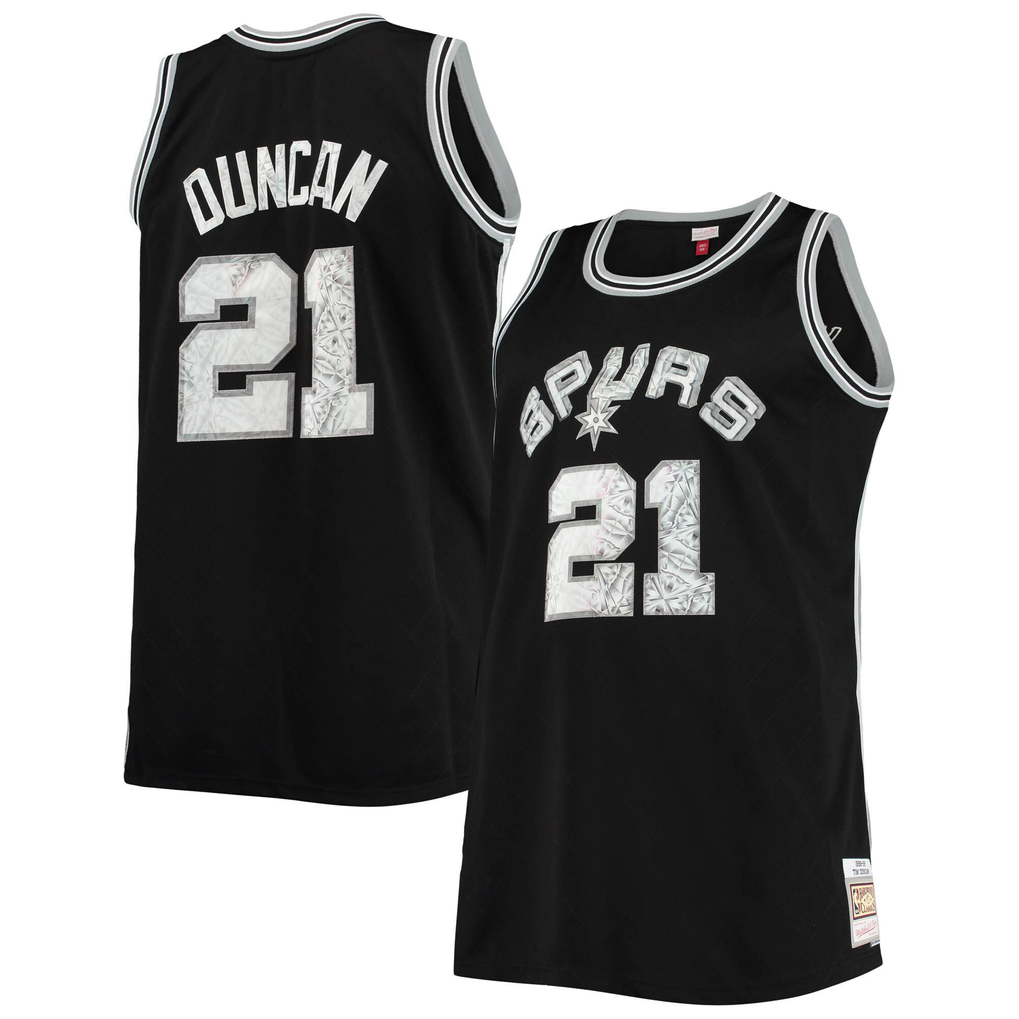 Tim Duncan San Antonio Spurs Mitchell & Ness Big & Tall 1998-99 NBA 75th Anniversary Diamond Swingman Jersey – Black NBA