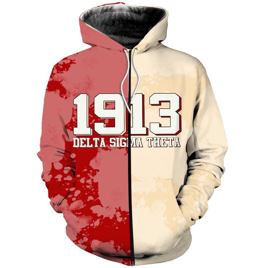 Sorority Hoodie – Delta Sigma Theta White Paint Zip Hoodie