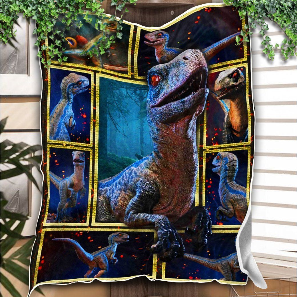 Velociraptor Dinosaur 3D Picture Frames Fleece Blanket