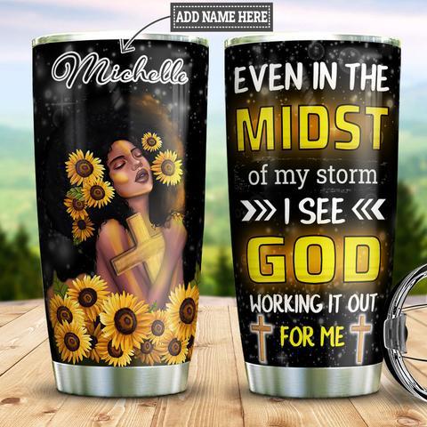 Personalized Black Women Storm Stainless Steel Tumbler, Personalized Tumblers, Tumbler Cups, Custom Tumblers