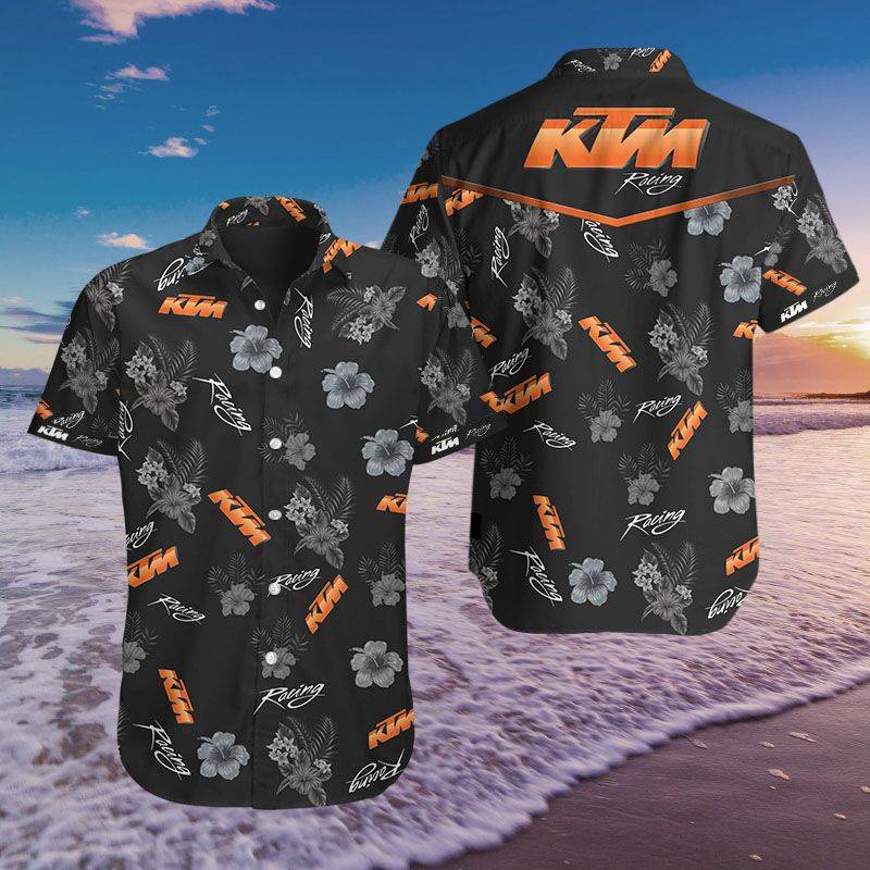 3D All Over Printed KTM Racing VTH HAWAIIAN Shirts Ver 1 (Black)