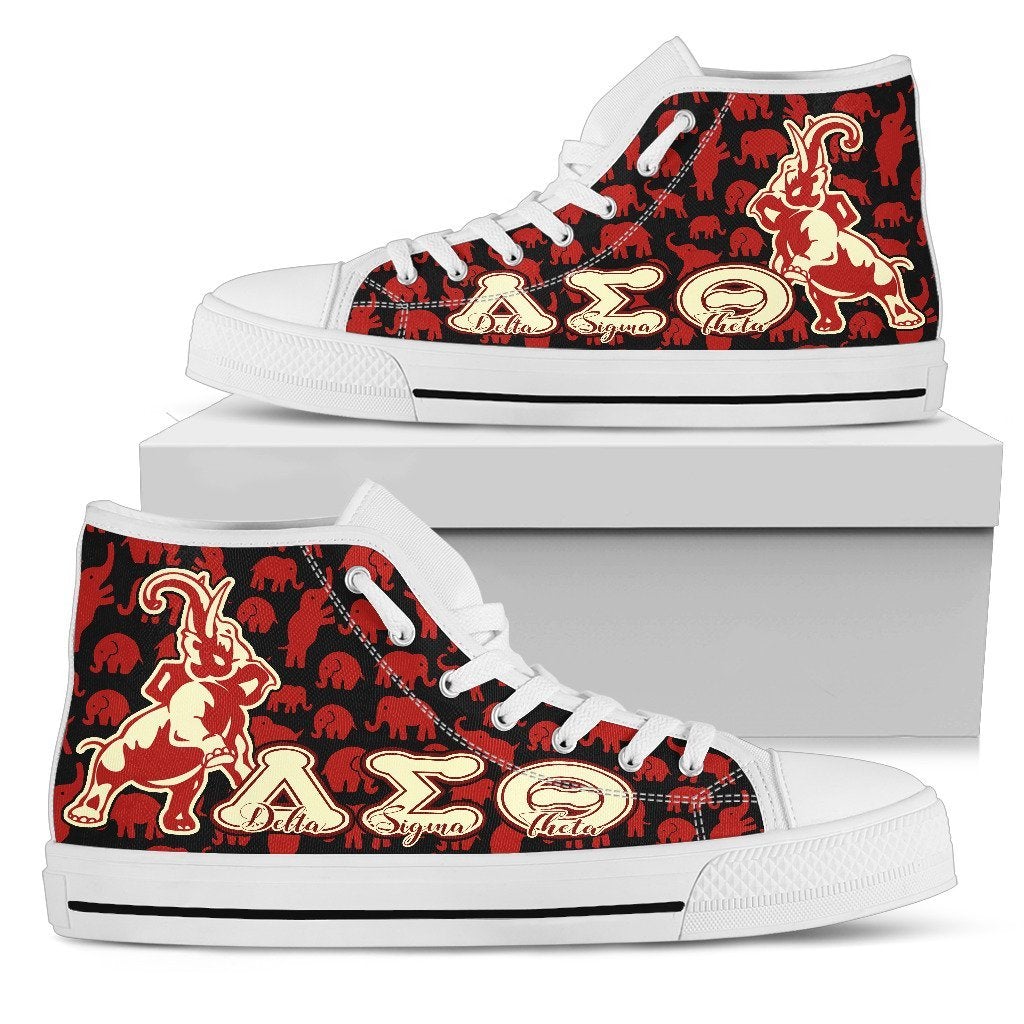 Wonder Print Footwear – Delta Sigma Theta Elephants Canvas High Top Lt10