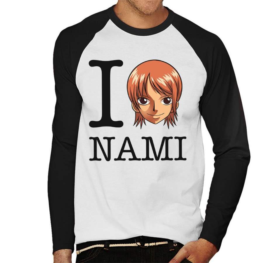 I Heart Nami One Piece Men’s Baseball Long Sleeved T-shirt