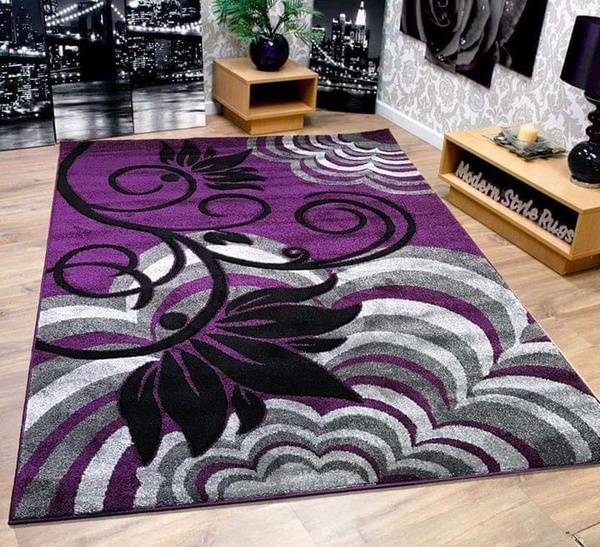 purple flower cloud rug - Pinkato Store