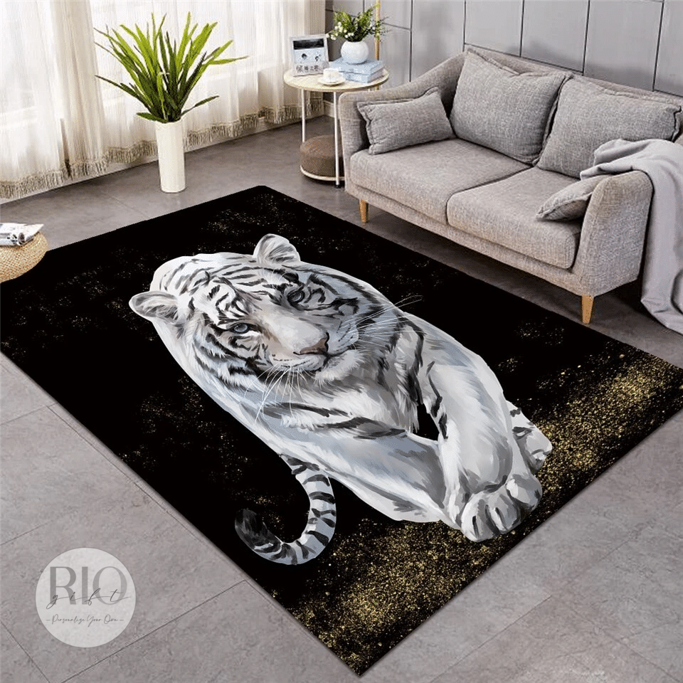 3D White Tiger Rug Living Home Decor