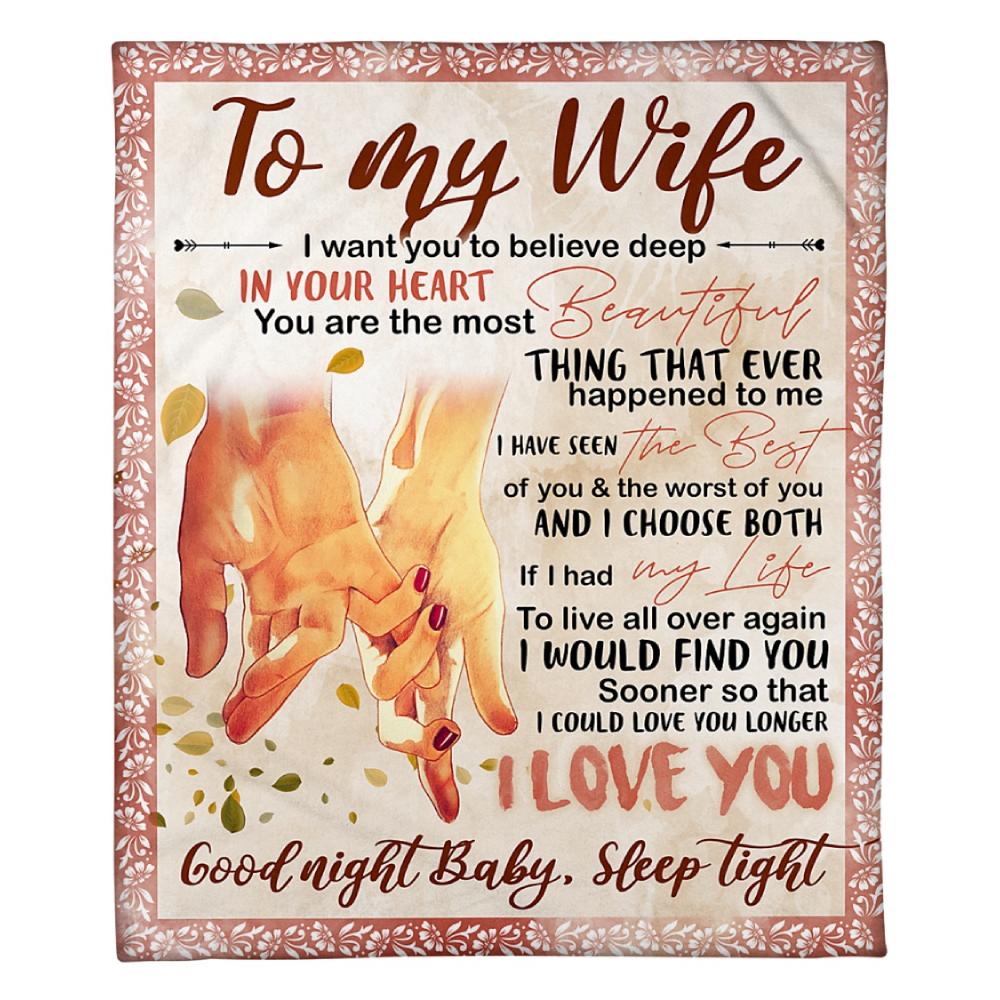 To My Wife Goodnight Baby, Sleep Tight Fleece Blanket Family Gift Home Decor Bedding Couch Sofa Soft And Comfy Cozy