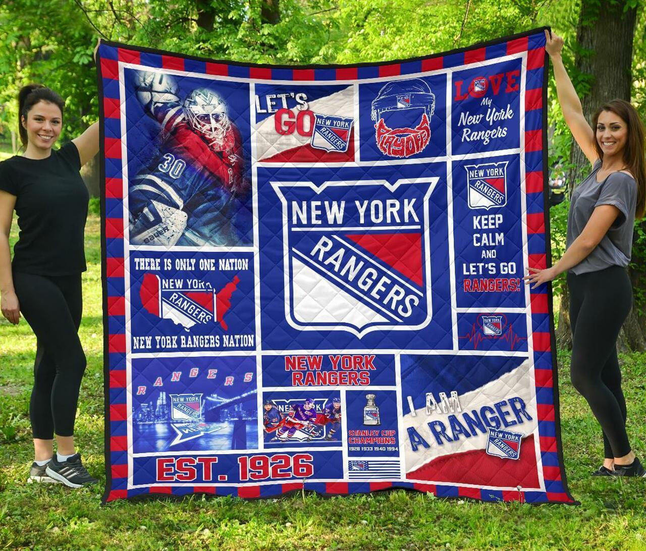 New York Ranger Quilt Blanket Design By Exrain.Com