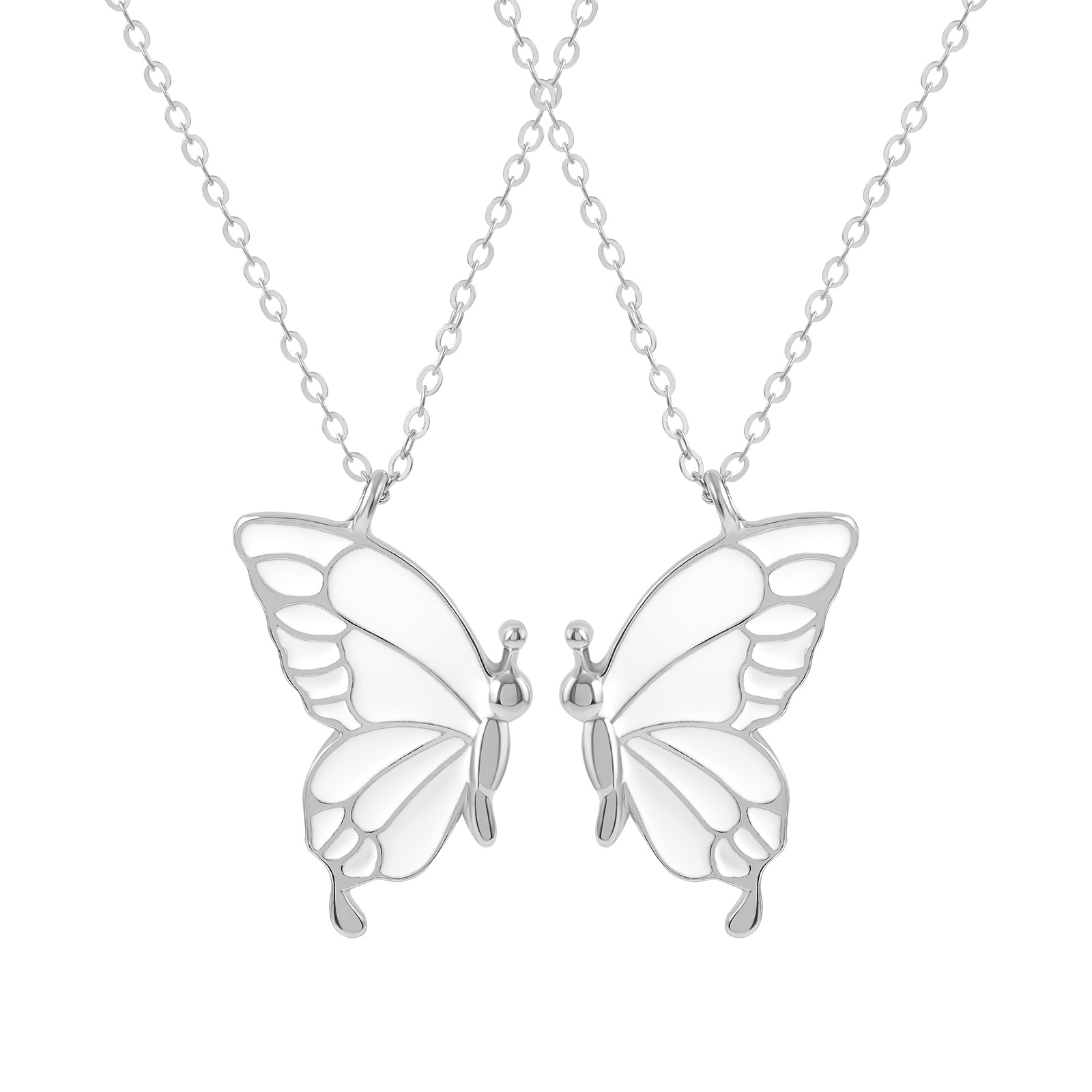 2PCS Best Friend Butterfly Necklaces BFF Friendship Necklace for 2 Girls Lover Couple Necklace Long Distance Birthday Gifts alx