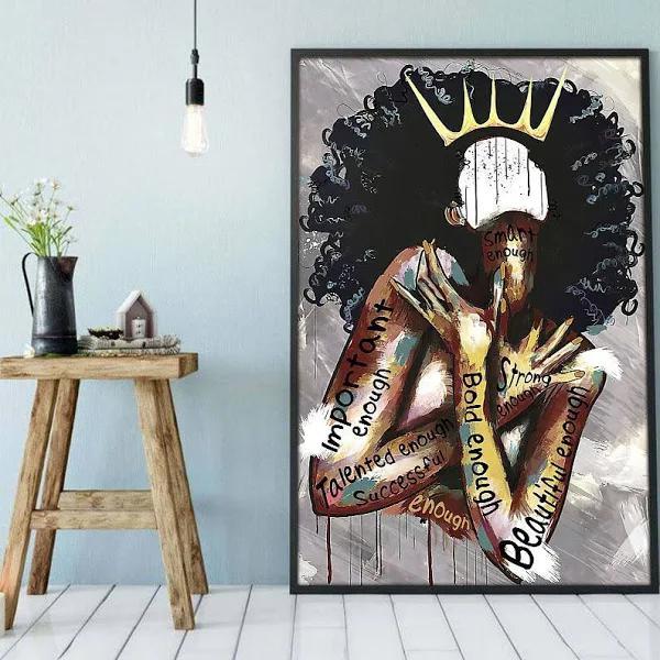 Wonderblackgirl Afrocentric Canvas Unique Black Pride Poster Black Girl Afro Man Glamorous Bedroom Wall Decor