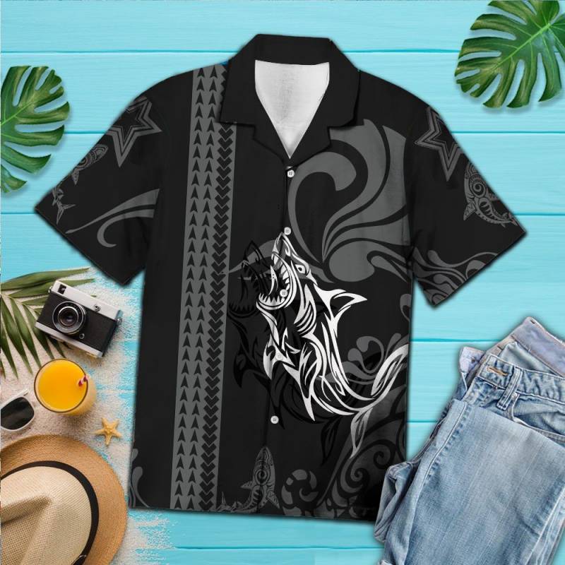 Tribal Shark Pattern G5813- Hawaiian Shirt