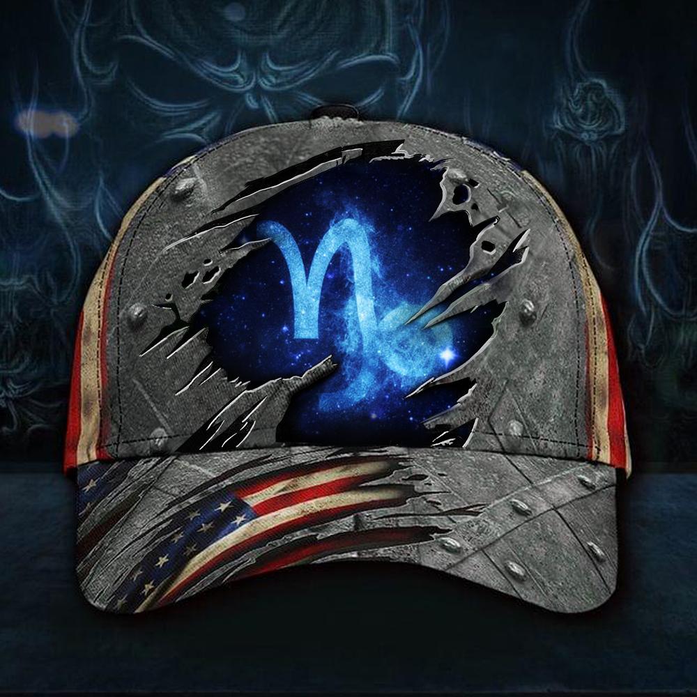 ViticStore™Capricorn Zodiac Hat 3D Print Vintage USA Flag Cap