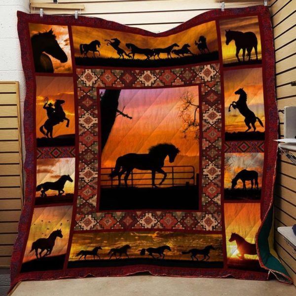 Horse Fabric 3D Quilt Blanket HGM9