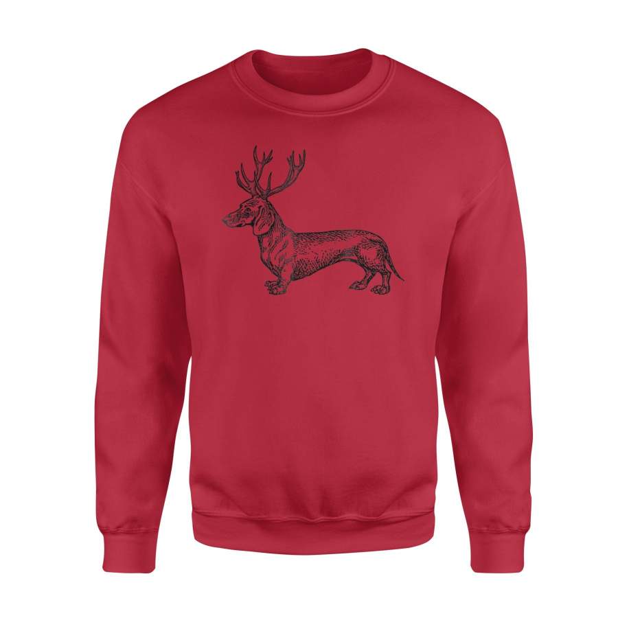 Christmas Wiener Dog, Antler Dachshund Puppy Apparel Sweatshirt